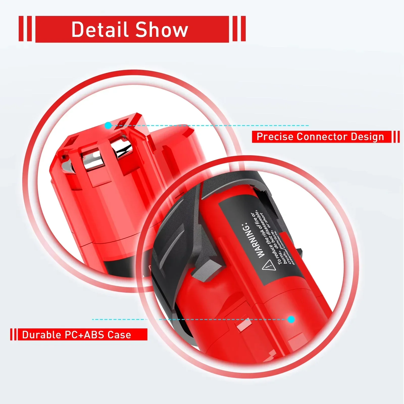 Milwaukee M12 3.0/6.0/9.0Ah 12V Replacement Battery XC 48-11-2411, 48-11-2401, MIL-12A-LI Wireless Tools Rechargeable Battery