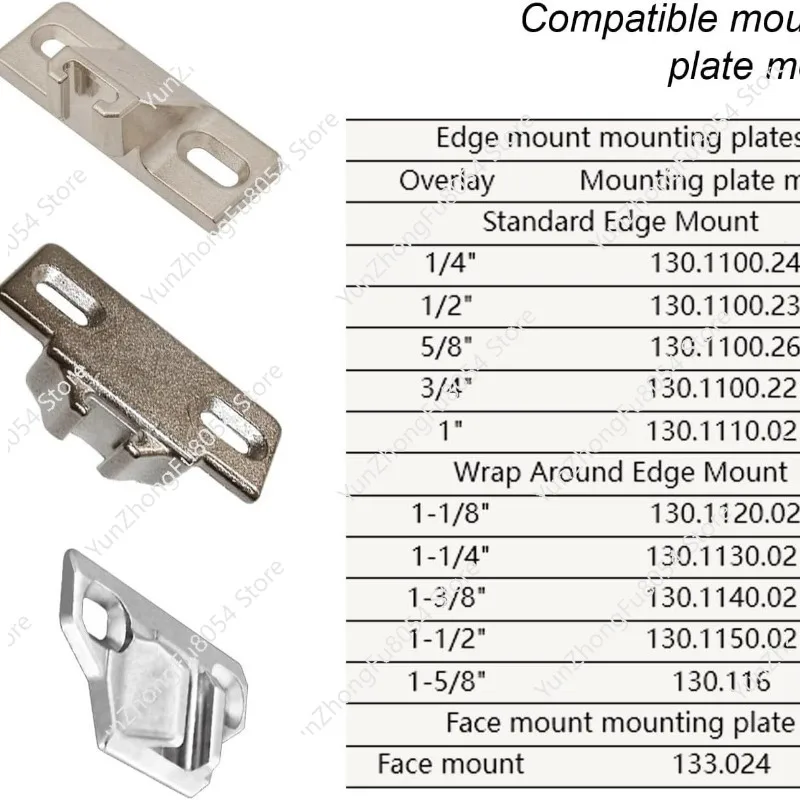 

110 Degree Spiral Compact 33 Hinges, 8 Packs, Cabinet Door Hinges