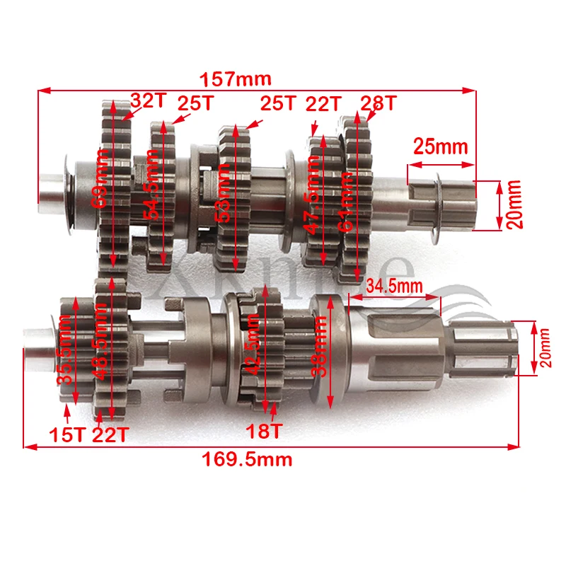 250CC Pit Bike Dirt  CG250 5 Speed Main Counter Shaft Transmission Gear Box For Chinese  Electric Foot Start Engines