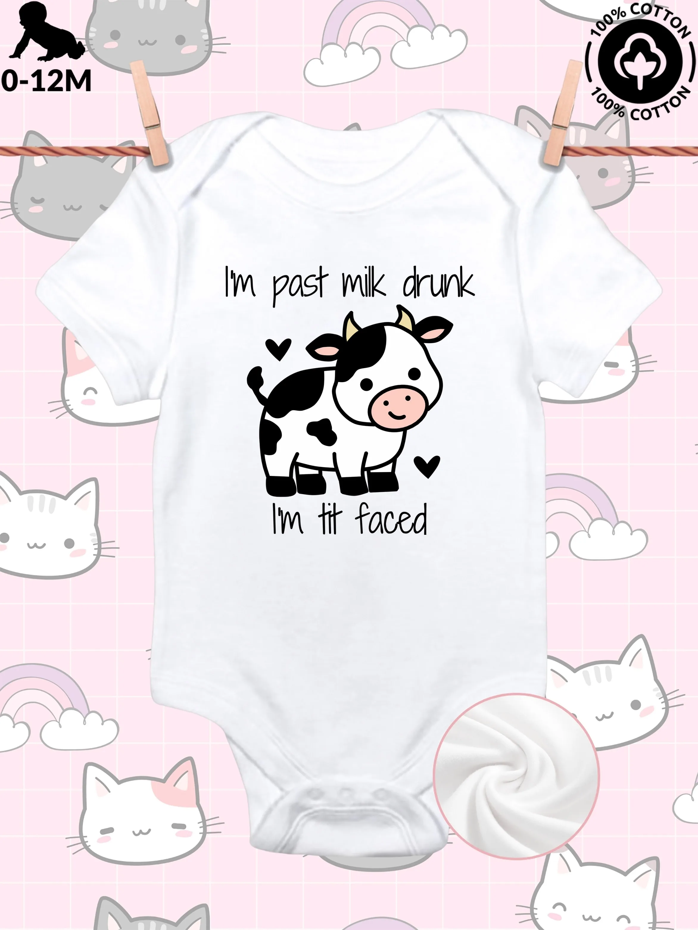 

Детский комбинезон унисекс I'm Past Milk Drunk, из чистого хлопка, мягкий, всесезонный, белый, 190 г/м²