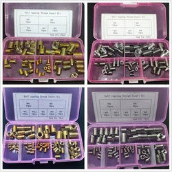 50/70pcs M2 M2.5 M3 M4 M5 M6 M8 Mix Self Tapping Thread Insert Kit Self Tapping Screw Bushing Slotted Type Thread Repair Inset