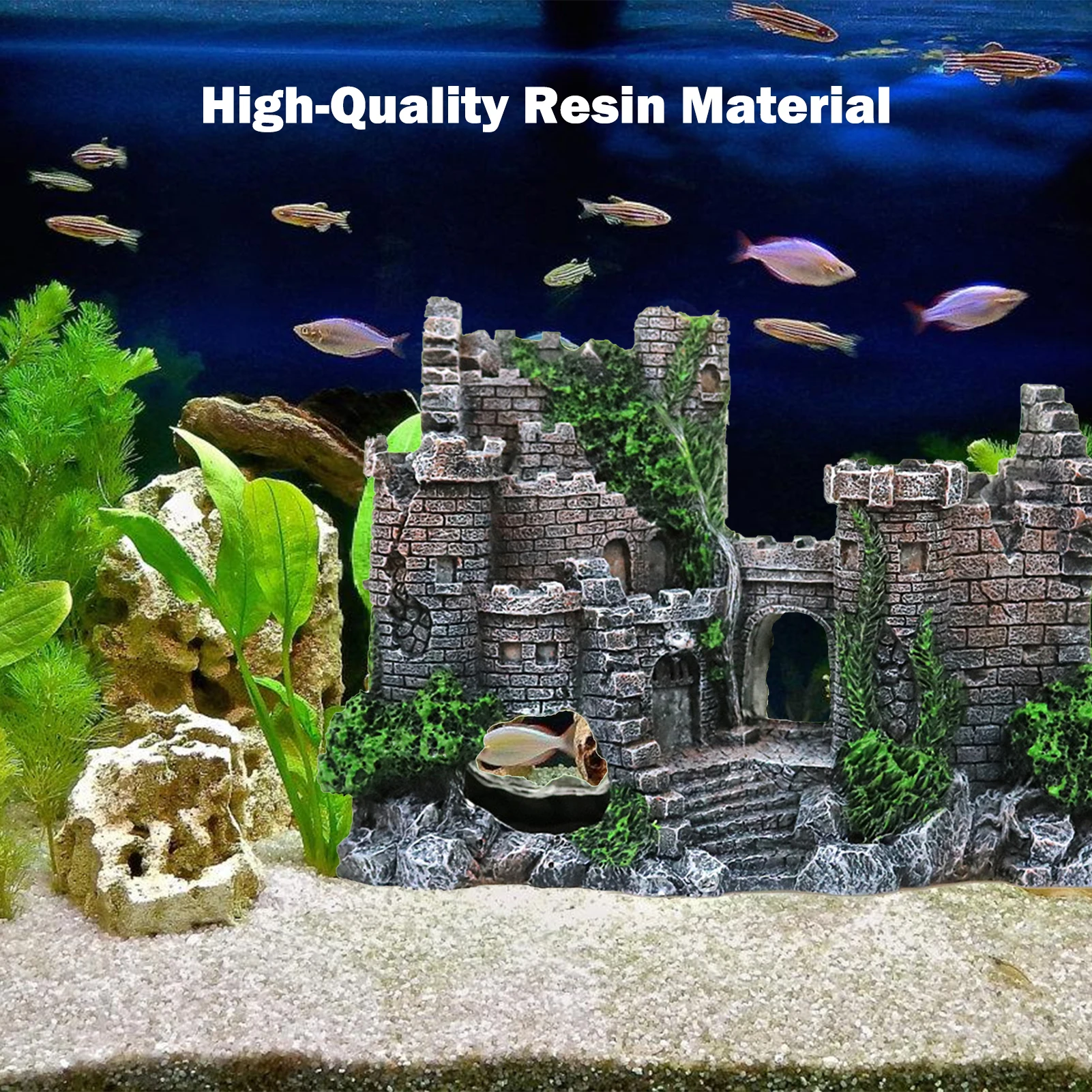 Resin Aquarium Ancient Castle Decoration Aquarium Tank Cavern Architecture Decoration Layout and Beautification Ornament