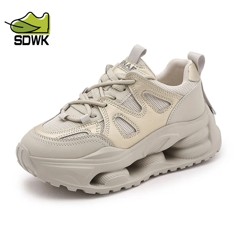 

SDWK Genuine Leather New Design Thick Bottom Autumn Casual Sneakers Women Fashion 2023 Breathable Vulcanized Shoes QA028