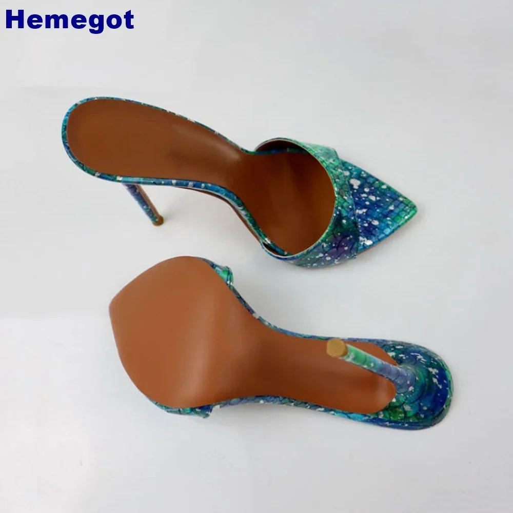 

Summer new blue starry sky slippers 2024 slip on fashion slides holiday beach women sandal open toe sexy outdoor casual stiletto