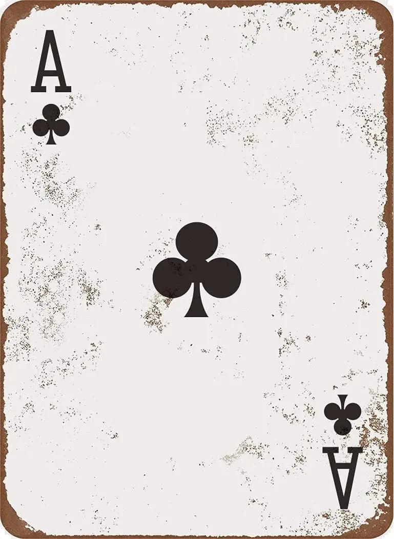 Eveokoki Metal Sign inches - Ace of Clubs Retro Poker Man Cave Vintage Look Tin Sign Wall Decoration Bar Cafe Home Decor Plaque