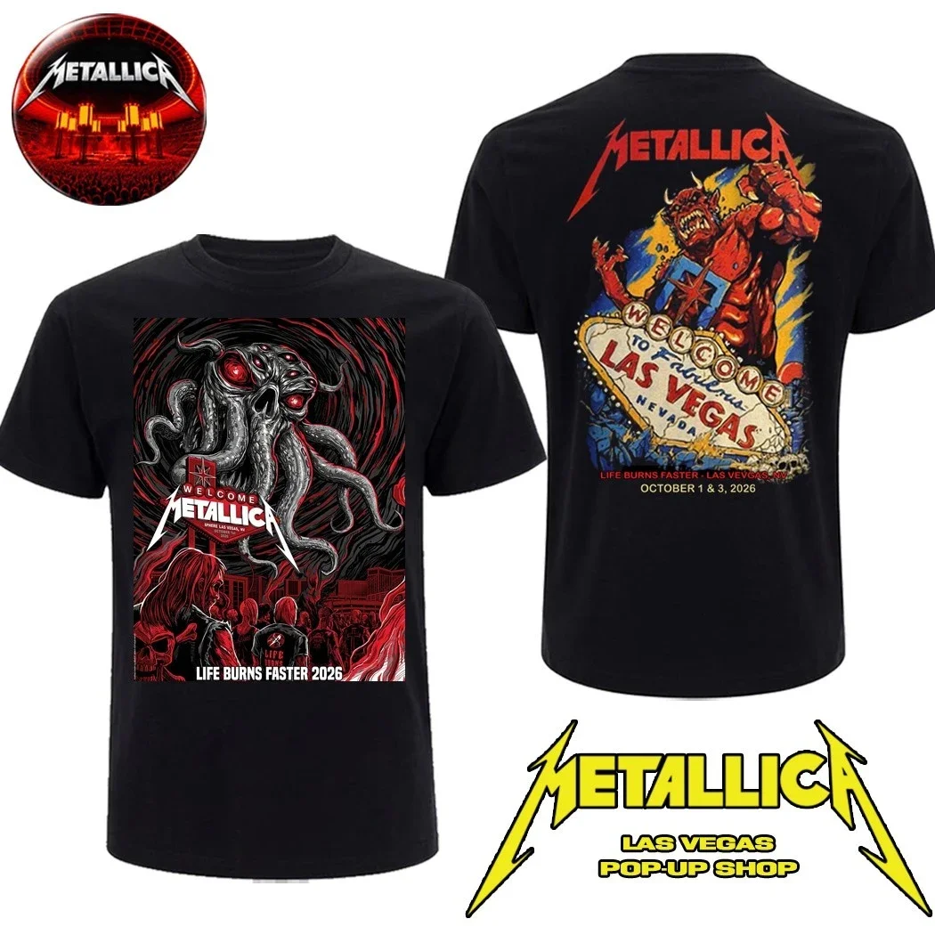 2026 Metallica Pop-Up Shop Las Vegas NV Sphere Residency Oct 1 2026 Octopus Skull T-Shirt Ins Y2k