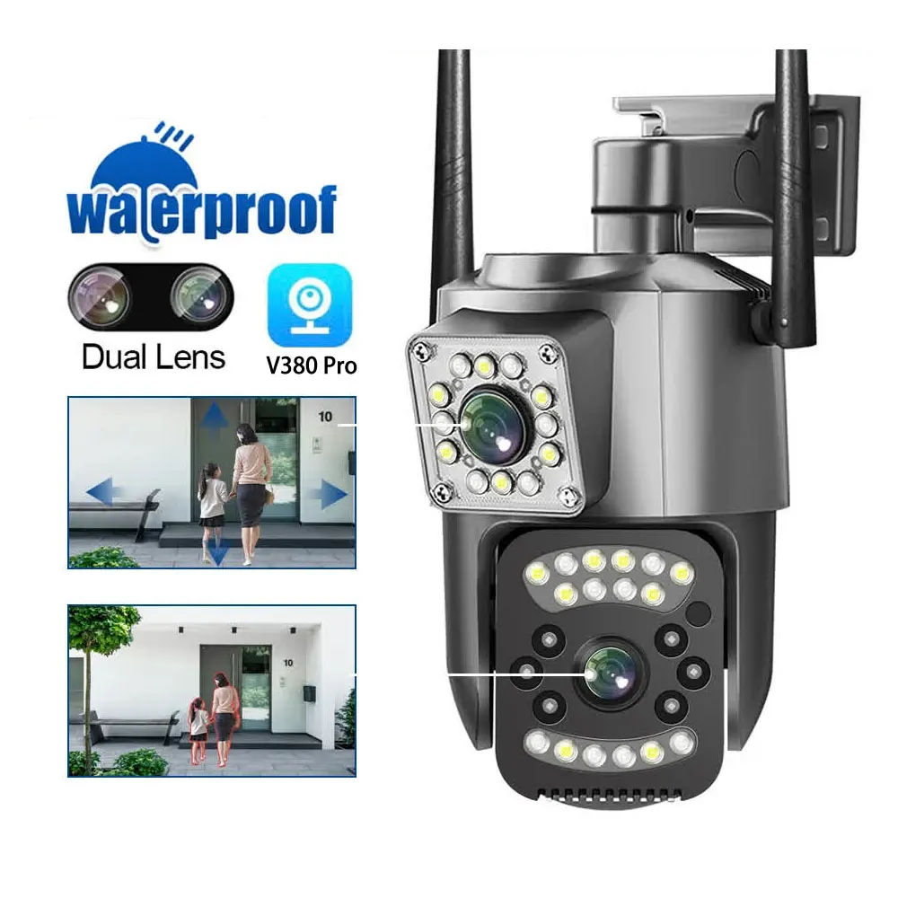 

W252 V380 pro 4MP WIFI camera, dual lens outdoor wireless IP camera, infrared night vision, AI human tracking, CCTV camer