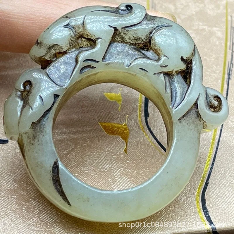 

Gao Gu Xiu Jade Pixiu Ring Hand Piece Men's Han Dynasty Ancient Jade Hand Piece Play Jade