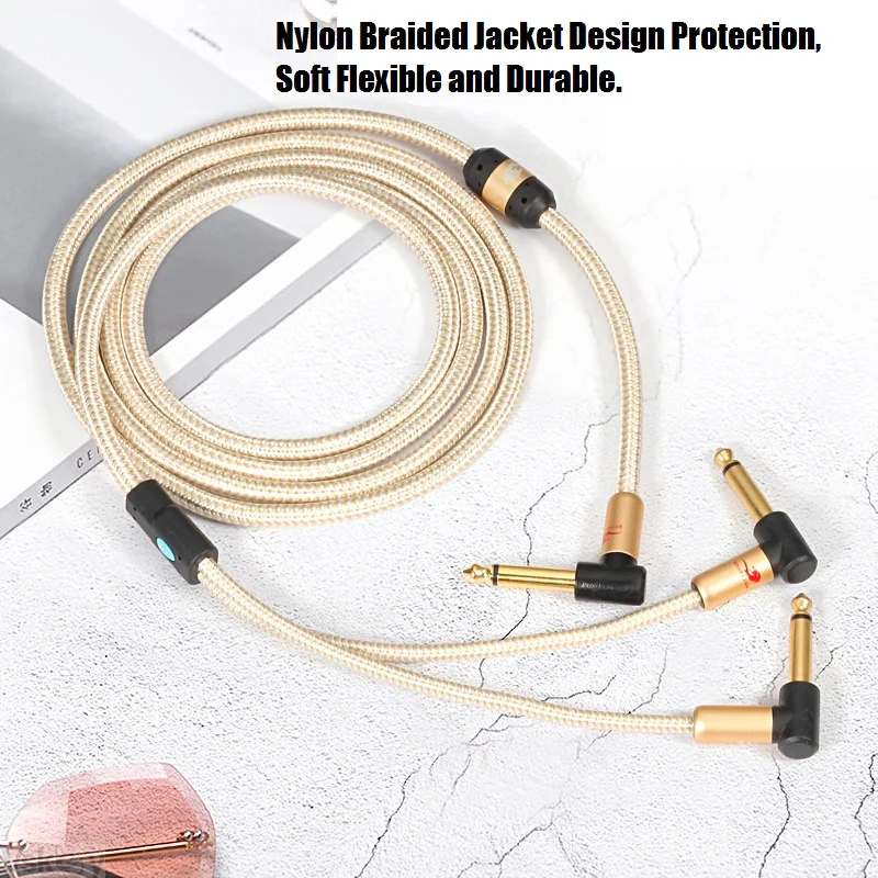 1/4‘’ TS 6.35mm to Dual 6.35mm 1/4'' TS Mono Male Audio Cable for Instrument Guitar Basses to Mixer Speaker System Shielded Cord