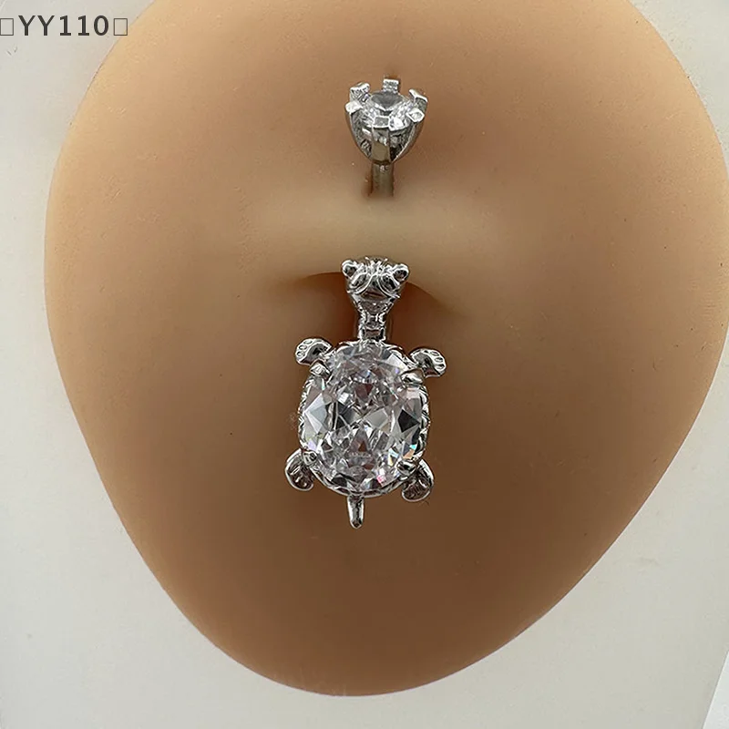 [[YY110] المعلقات السلحفاة شخصية خواتم السرة للنساء الزركون البطن زر مسمار ثقب الجسم مجوهرات