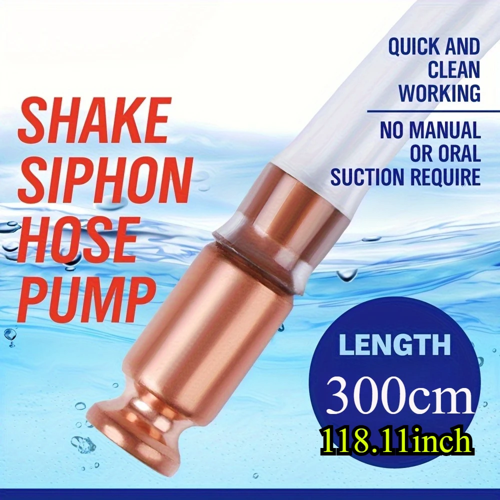 3 Meter Siphon Hose, Multi-Purpose Super Easy Self Priming Siphon Pump with Copper Attachment, for Gas, Oil, Water Fuel Transfer