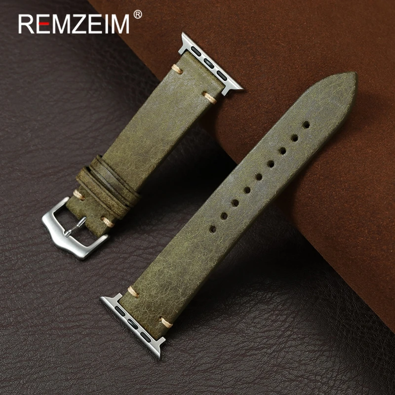 

High Quality Wrist Straps for Apple Watch 38/40/41/42/44/45/46/49mm for Iwatch 1-10 SE Ultra 2 Vintage Cowhide Leather Band
