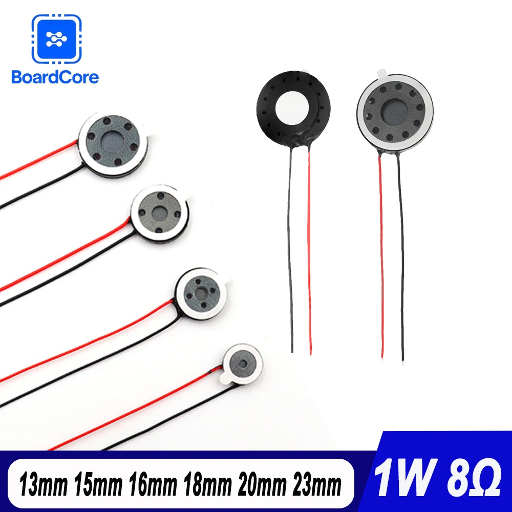 5PCS/lot 8 Ohm 1W Round Speaker 13mm 15mm 16mm 18mm 20mm 23mm 1Watt Loudspeaker Audio for Tablet DIY Phone Computer Trumpet Horn