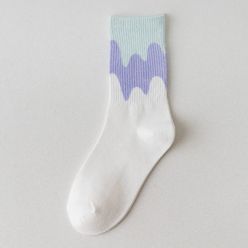 

1/10 пар осенне-зимних новых повседневных удобных женских носков, модные универсальные минималистичные полосатые носки средней длины