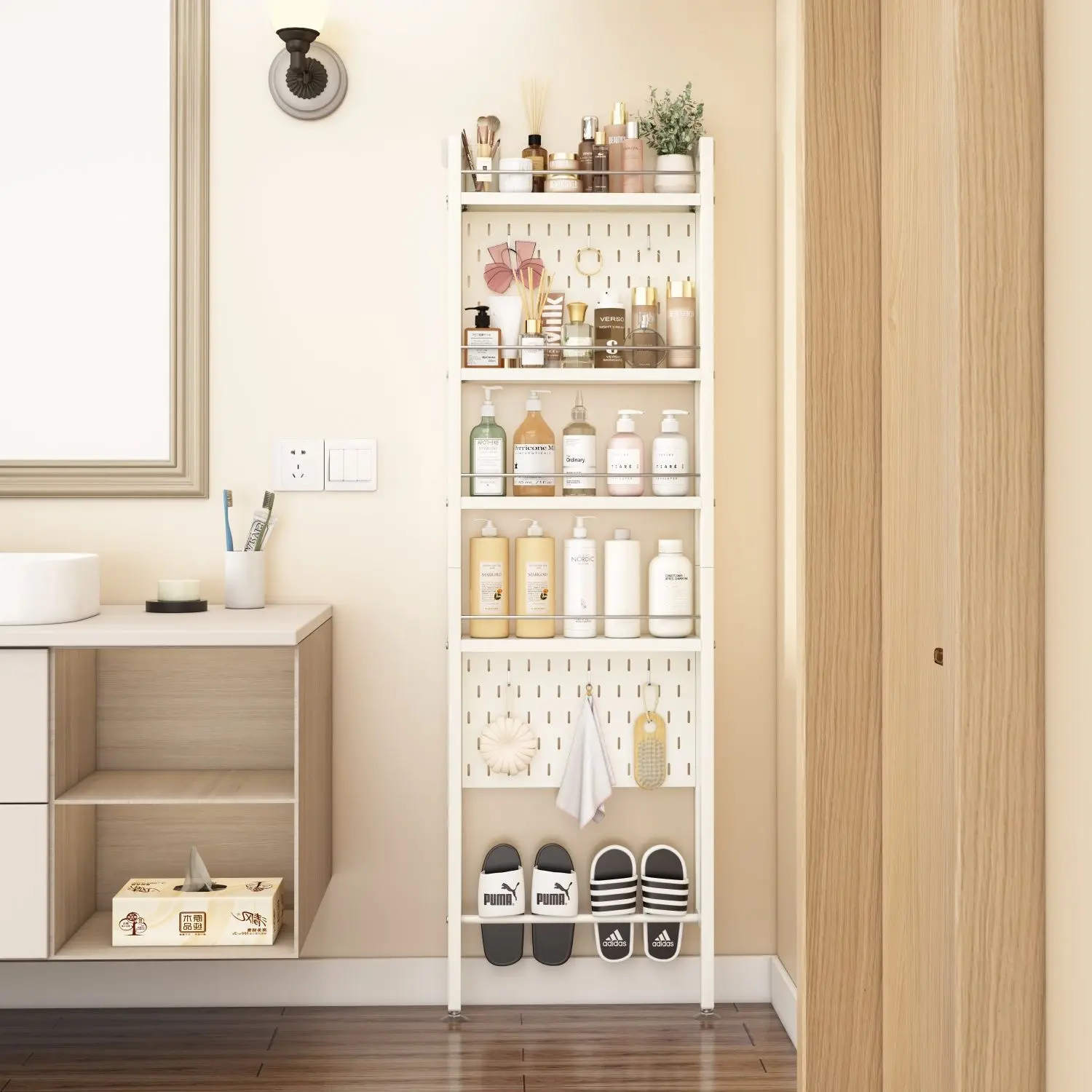 Toilet door rear shelf floor ultra-thin bathroom crack is extremely narrow toilet gap hole board multi-layer storage rack