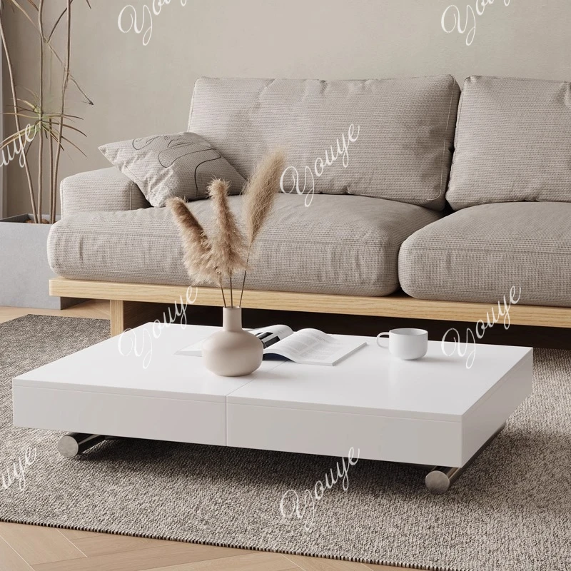 

lifting and retractable coffee table becomes an integrated dining table, dual-purpose movable folding and pulling