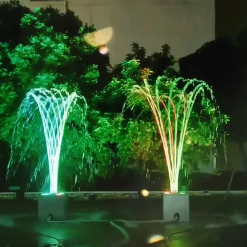 Stainless Steel Rotating Nozzle Garden Pond Music Fountain Integrated Numerical Control Glass Flower Basket Modern Design