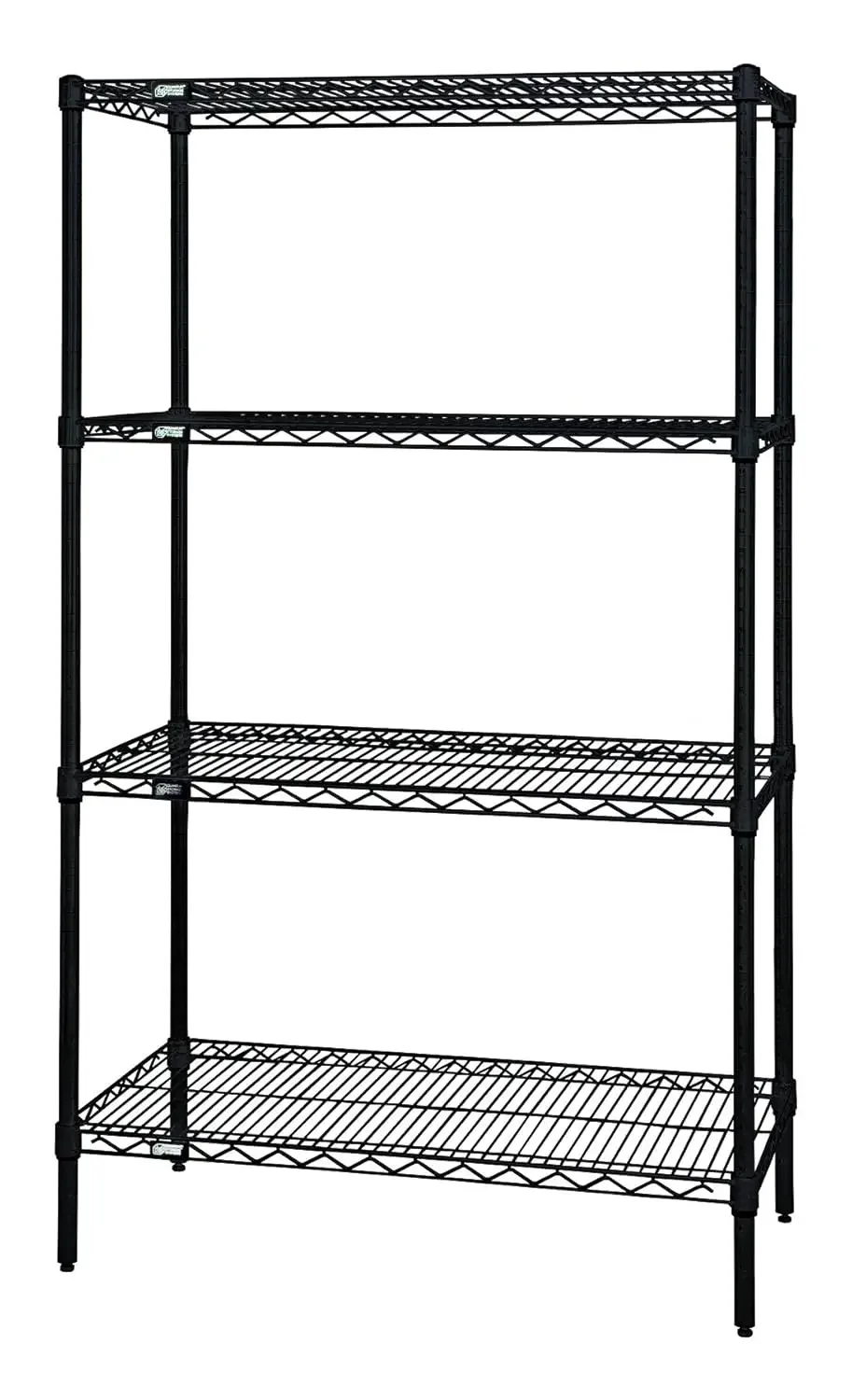 

Quantum Storage Systems WR86-1848BK Starter Kit for 86" Height 4-Tier Wire Shelving Unit, Black Finish, 18" Width x 48" Length