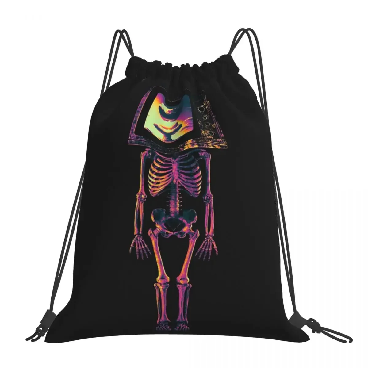 

Skeleton TV Head Backpacks Fashion Portable Drawstring Bags Drawstring Bundle Pocket Sports Bag BookBag For Man Woman Students