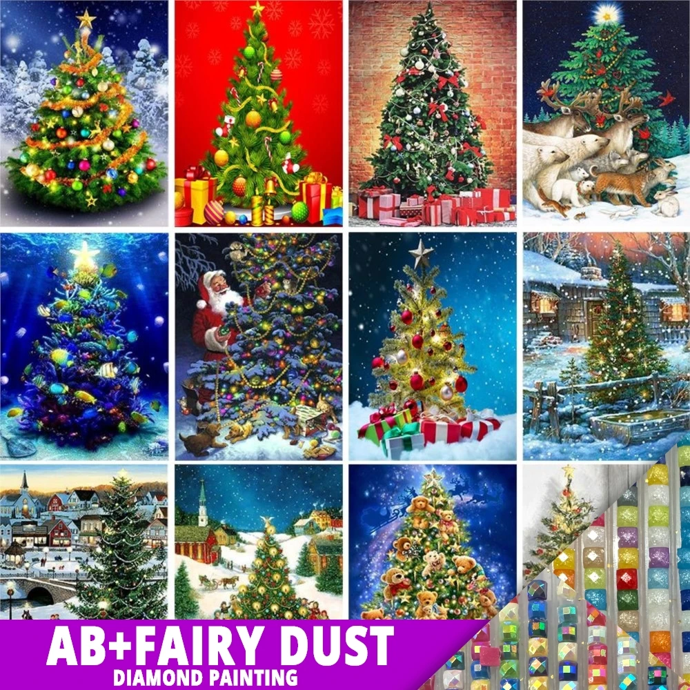 AB Fairy Dust 5d pittura diamante fai da te completo albero di natale ricamo mosaico adesivo da parete per punto croce regalo decorazioni per la casa