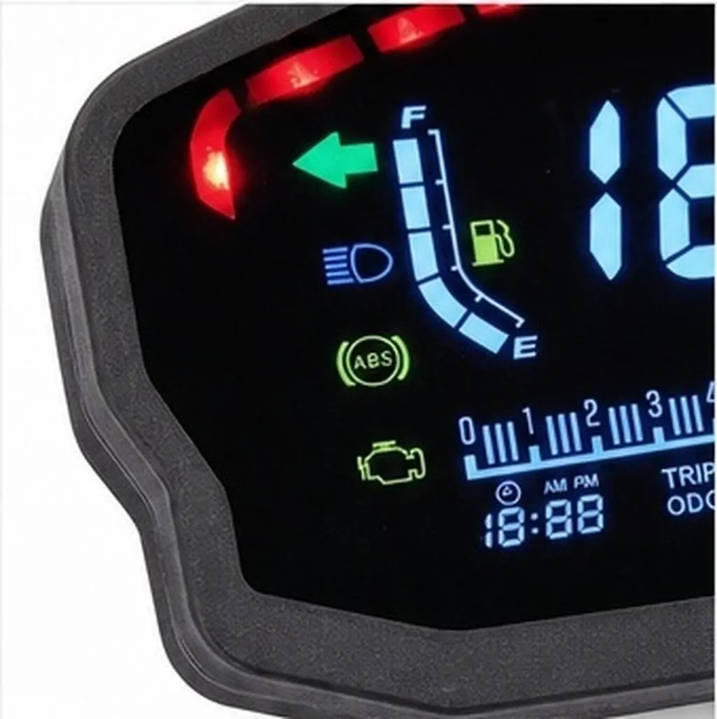 Universal Motorcycle Speedometer Black Digital LCD Water Temperature Odometer Gauge All-in-One Fuel Level Indicator Motorbike