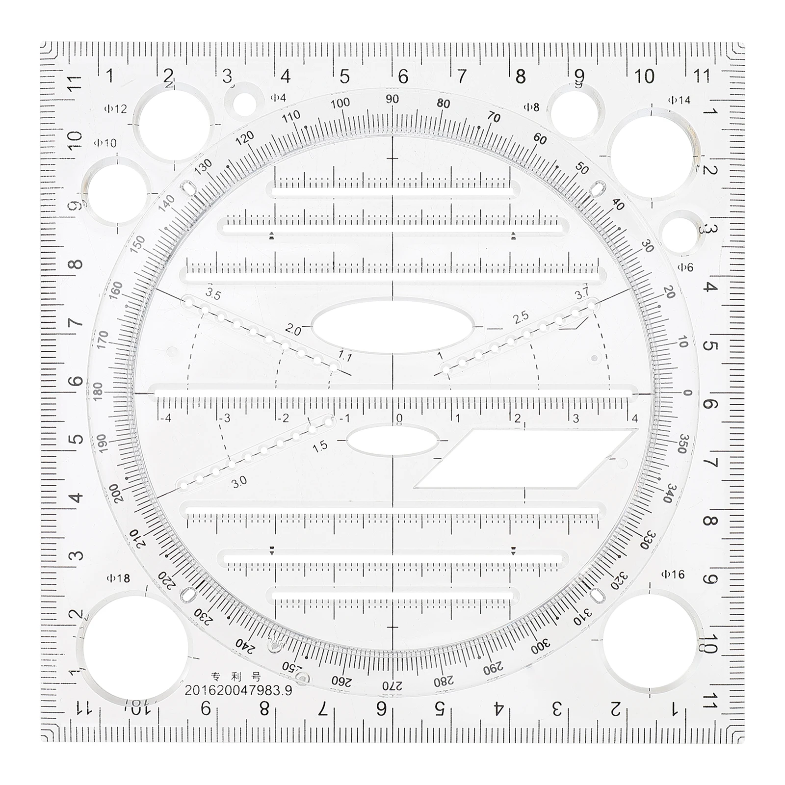 

Circle Template Drawing Ruler Plastic Black Geometric Students Artists Teachers Engineers Measuring Tool Multifunctional Precise