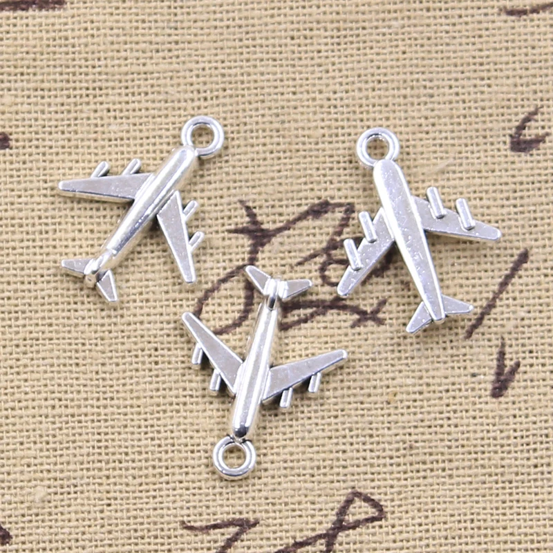 20pcs Charms Airplane Plane 21x17mm Antique Silver Color Pendants DIY Crafts Making Findings Handmade Tibetan Jewelry