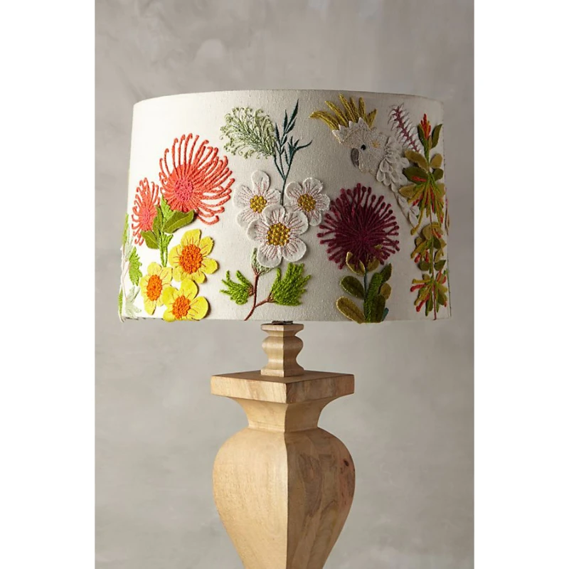 New York Downtown Park Imported Bahamas Double Winged Cockatoo Embroidery Decorative Lamp Shade