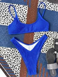 2022 nuovo Bikini a vita media a costine Sexy costumi da bagno da donna costume da bagno femminile set di Bikini a due pezzi costume da bagno imbottito da bagno Swim Lady