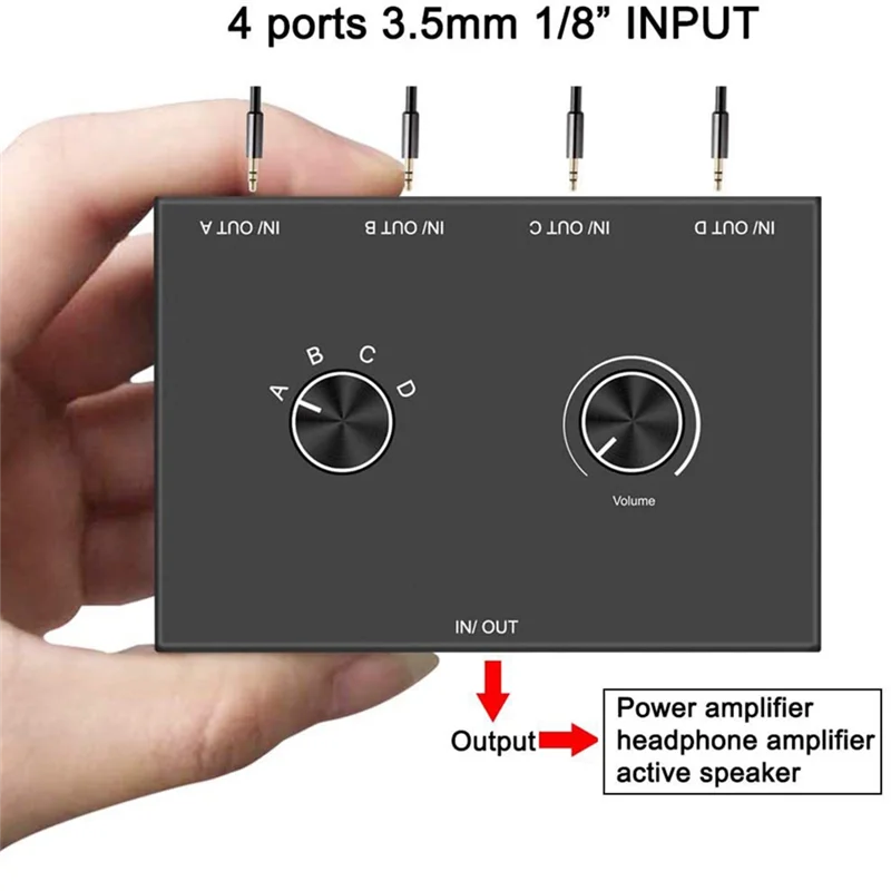【Top Picks】4 Way 3.5Mm 4 In 1 Out Headphone Amplifier Stereo Bi-Directional Audio Switch Splitter Box