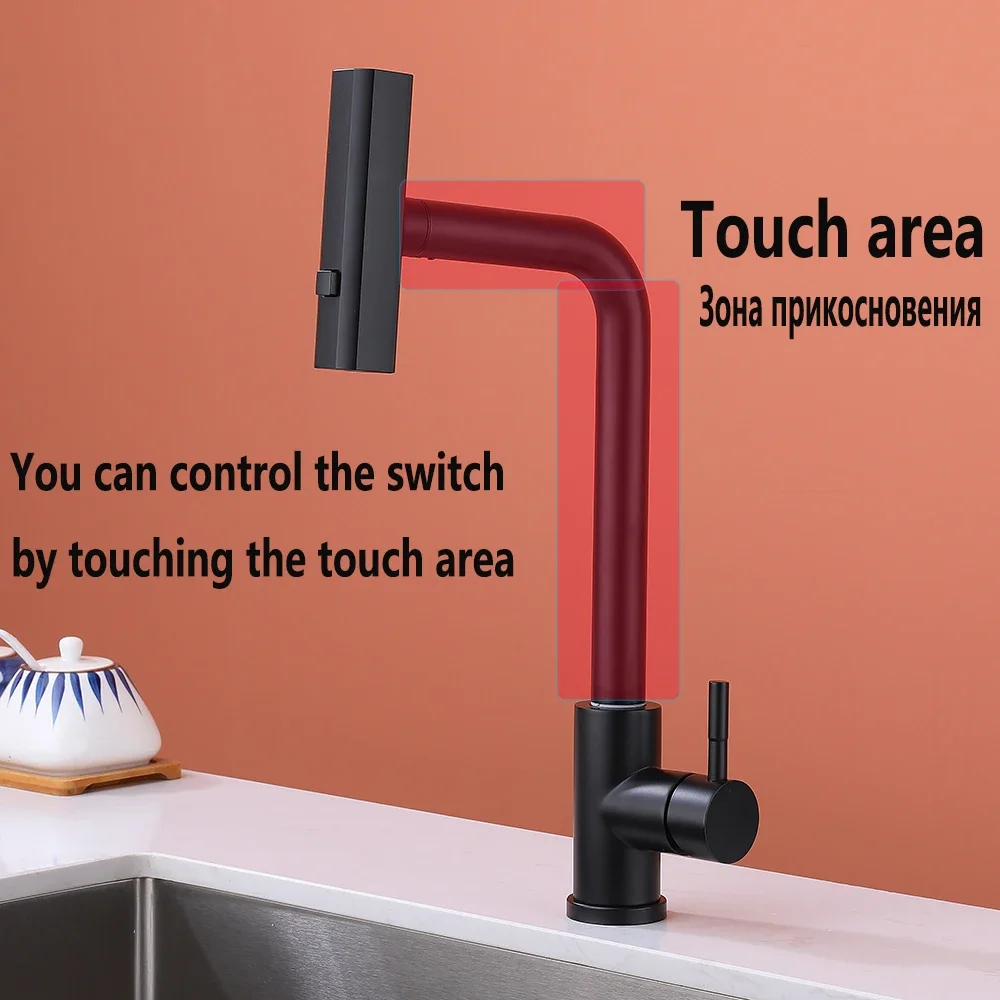 Sense Kitchen Faucet  360 ° Rotation Cold and Hot Deck Mounted Pull Out Sink Waterfall Tap