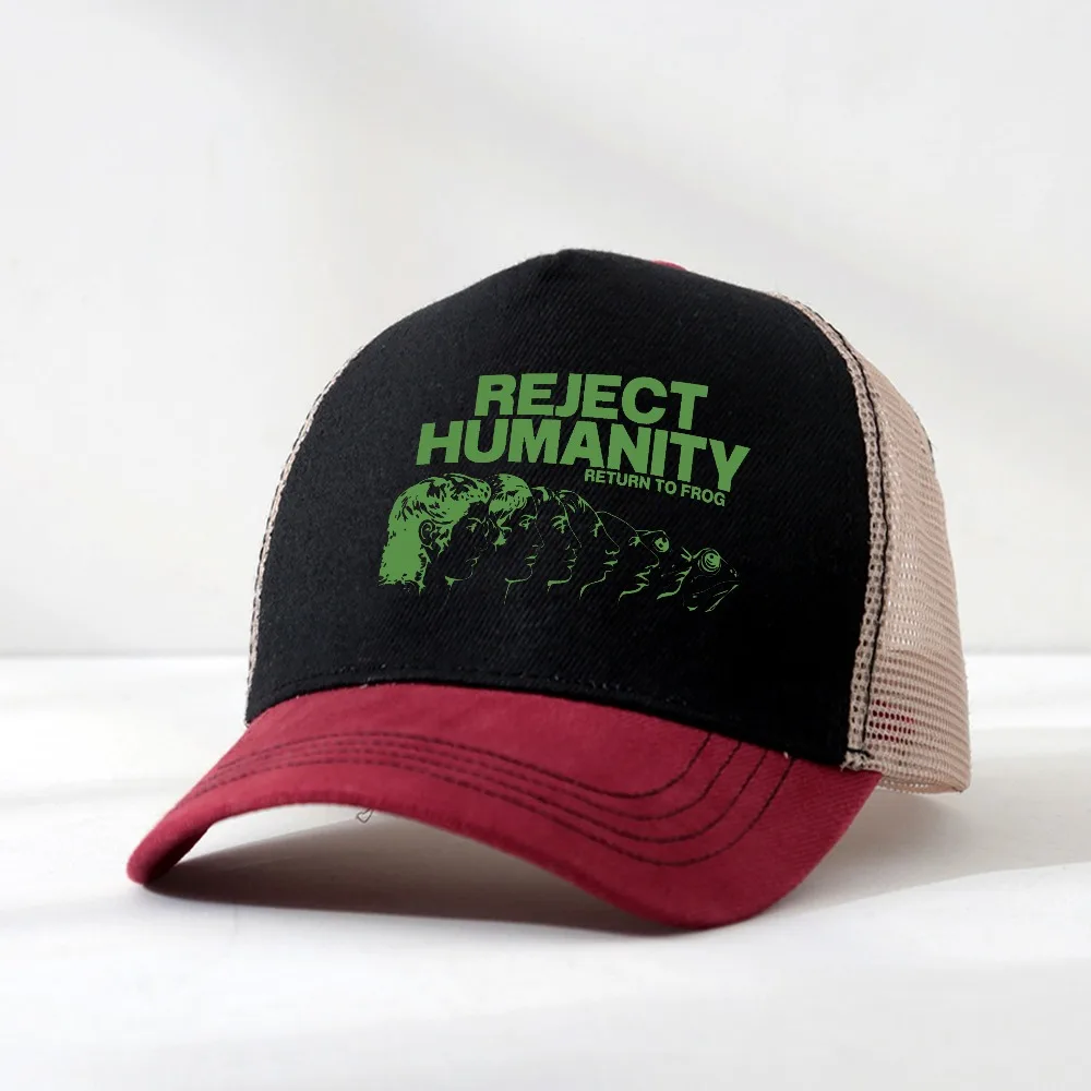 Reject Humanity Return To Frog Funny Meme hat Humor Fashion Design Men Women Baseball Cap Animorphs Evolution hats
