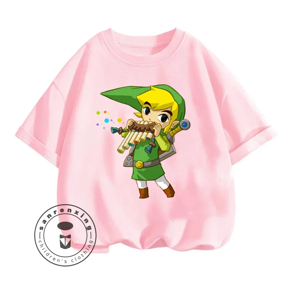 Cute Kawaii The Legend of Zelda T-shirts for Boys Girls Soft Tops Featuring Beloved Cartoon Game Graphics Ideal for Summer Fun