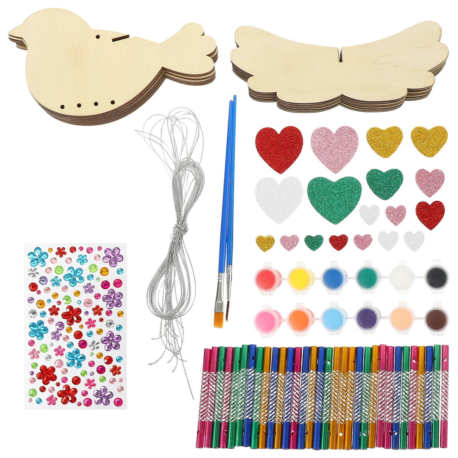 

Graffiti Wind Chime Set Bird Shaped Kit Paper Cut Handmade Decoration Plastic Chimes Cartoon Birds