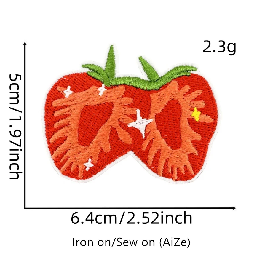 10 Pcs Strawberry Series Embroidered Patches Iron On Clothing Hat Bag Shoe Repair Material Phone Gift Box Decor DIY Accessory