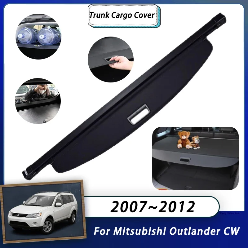 Cover For Mitsubishi Outlander CW ZG ZH Peugeot 4007 Citroen C-Crosser 2007~2012 Trunk Luggage Curtain Organizer Retractable