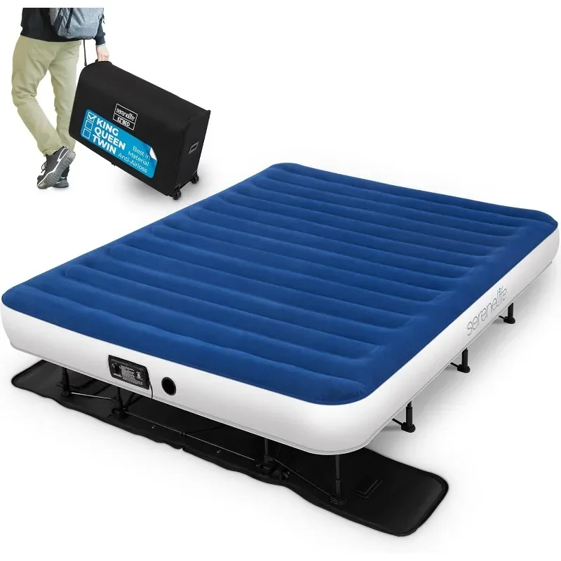 

Inflatable Air Mattress with Frame Camping Equipment Camping Bed Soft Flocked Top Surface