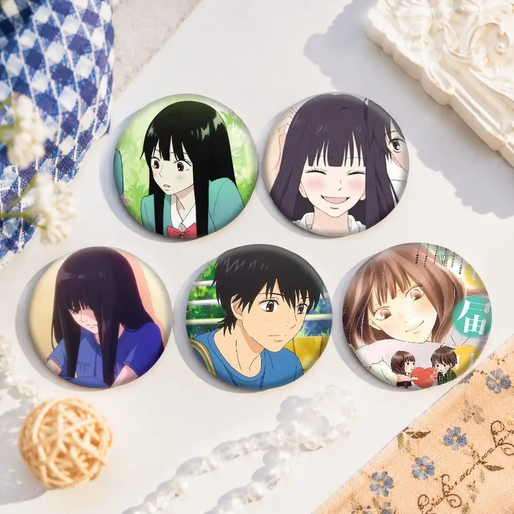 A-Kimi Ni Todoke Tinplate Snap-in Pins Cartoon Character Round Creative Brooches For Backpack Accessories Jewelry Gifts