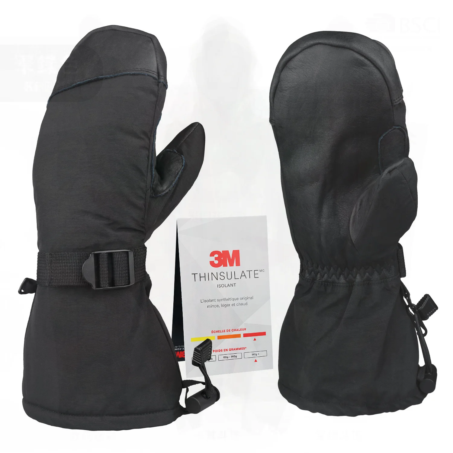 

Winter Outdoor Ski Gloves Windproof Waterproof Cowhide Long Braised Warm Five-Finger Gloves for Snow Shoveling Running