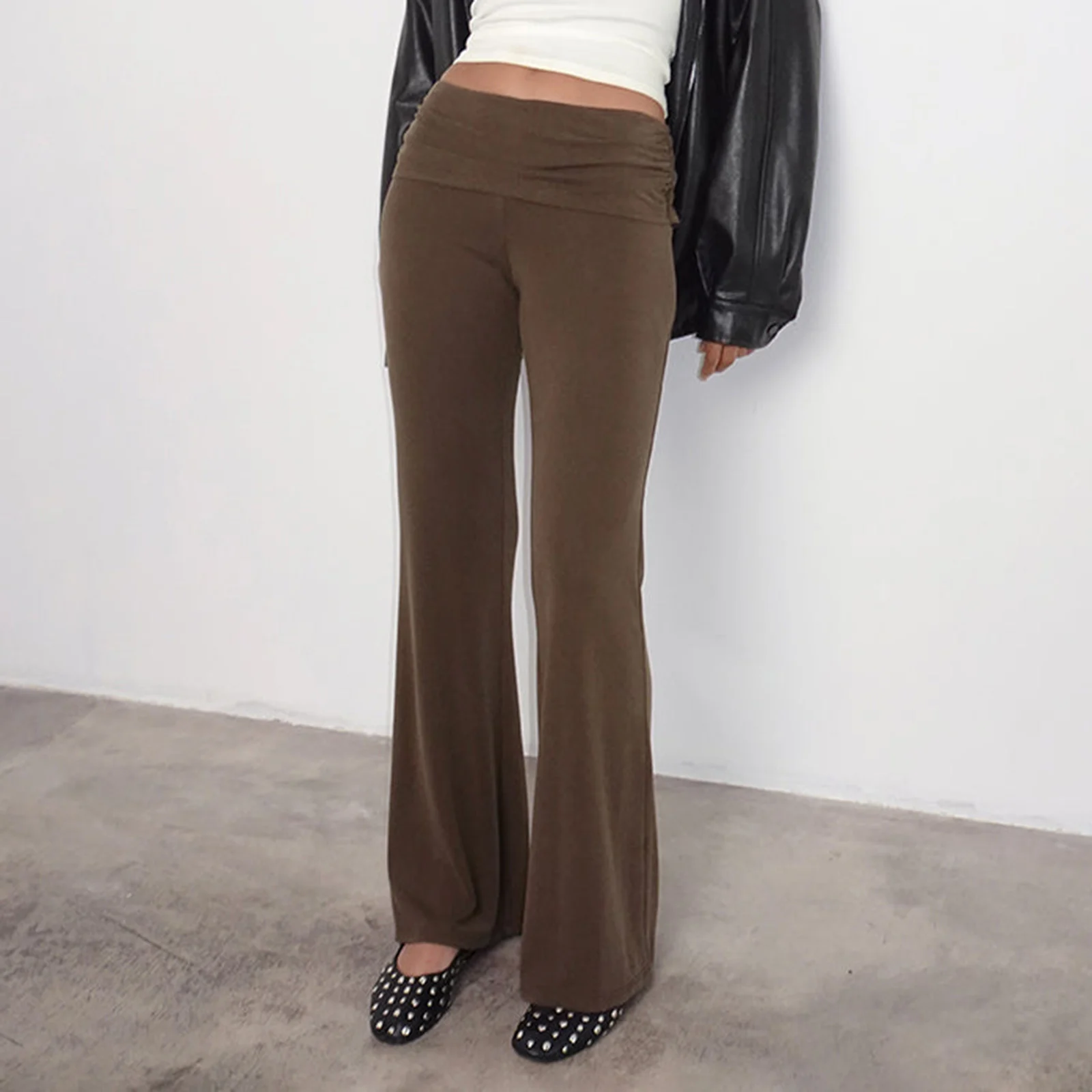 Pantalones largos Grunge Y2k para mujer, pantalones de chándal de pierna ancha de tiro bajo, pantalones de salón de Yoga, pantalones informales ajustados, ropa