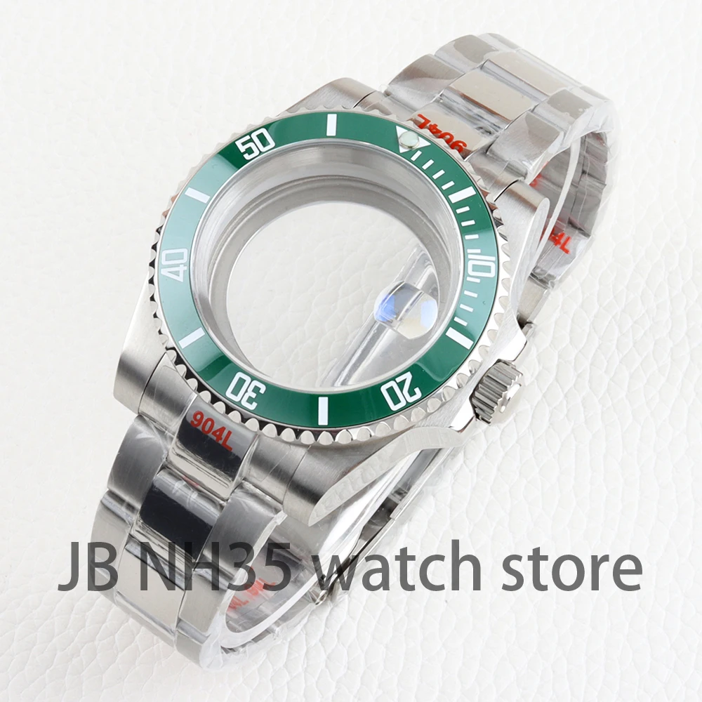 

40mm Watch Case NH35 Stainless Steel Sapphire Glass Fit Submariner NH35 NH36 Movement 28.5mm Dial Polish Oyster /Jubilee Strap