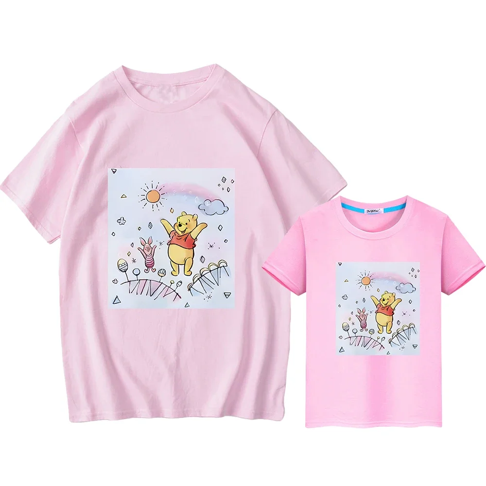 Pooh Bear Print family matching outfits Men women Tops t shirt for kids boy 10years girls Tees y2k mom daughter matching clothes