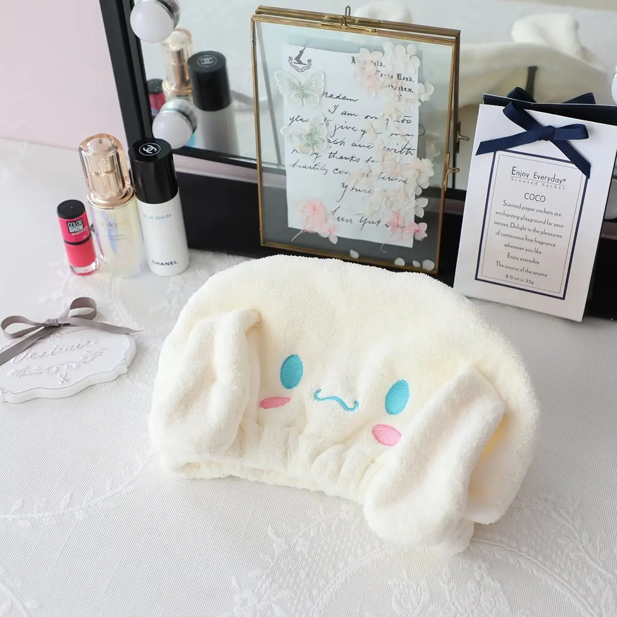 Disney Stitch Woman Girl Plush Hair drying cap Anime Stitch Kawaii extra thick quick drying bun head shower cap suction cap Gift