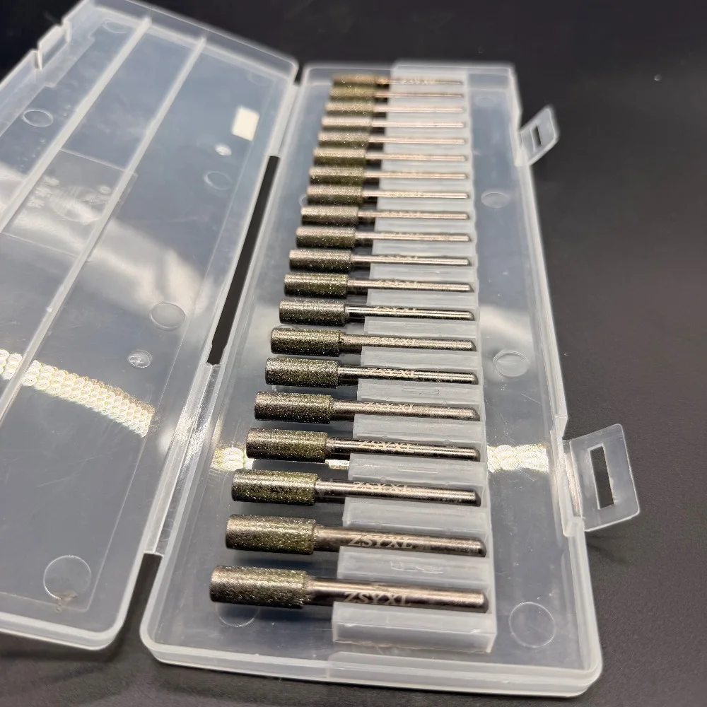 20pcs Length 60mm 6x8mmm Cylindrical Burs Rotary Tool Drill Bit for Grinding Jade, Stone, Marble, Glass