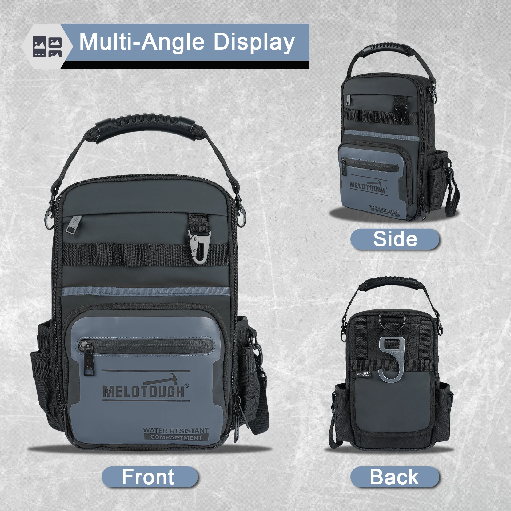 Small Tool Backpack for Men 30 Multi-Storage Pockets Heavy Duty Tool Bag Backpack with Dual-Form Shoulder Strap