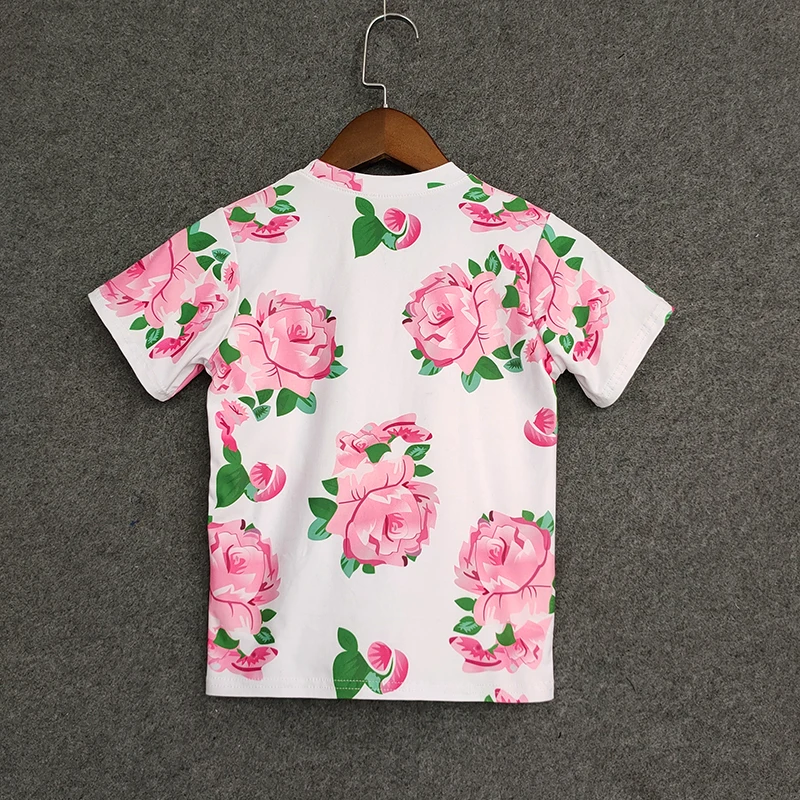 Lotus Printing Summer Short Sleeve Kids Baby Girls T shirt Tops Clothes