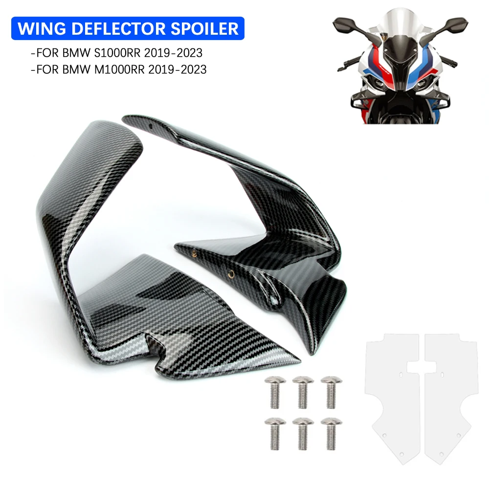 S 1000RR NEW ABS Carbon Fiber Windshield Wing Fairing Front Aerodynamic Spoiler Winglets For BMW S1000RR M1000RR 2019 2020-2023