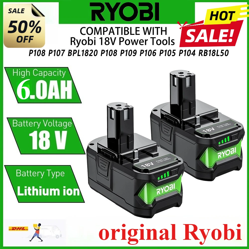

Original Roybi P108 6.0Ah 18v Battery , Compatible with Roybi ONE+ 12-18V P102 P103 P104 P105 P107 P109 Lithium-IonPower Tools
