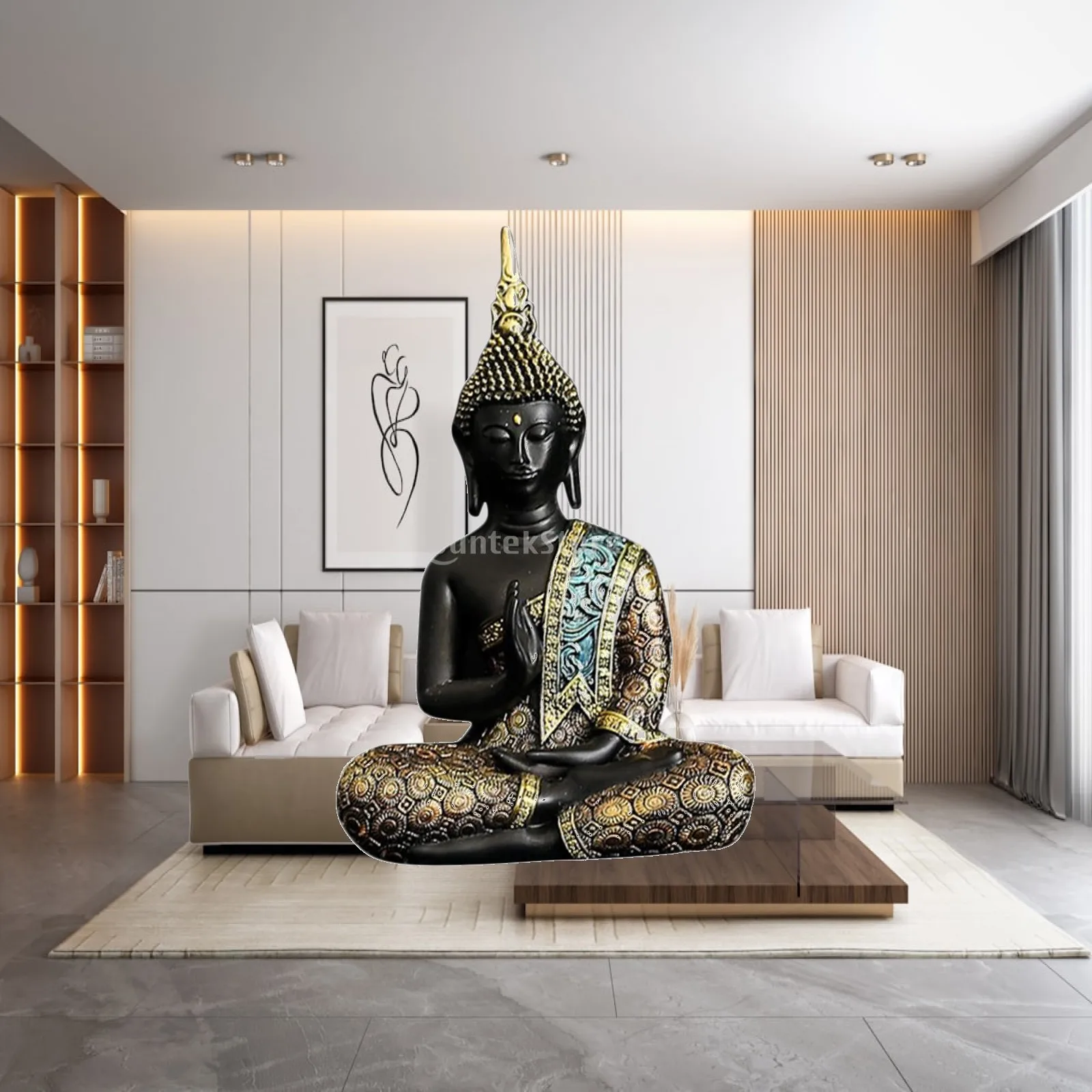 Meditating Buddha Polyresin Figure Peaceful Mindfulness Statue Decor for Car Dashboard Collection