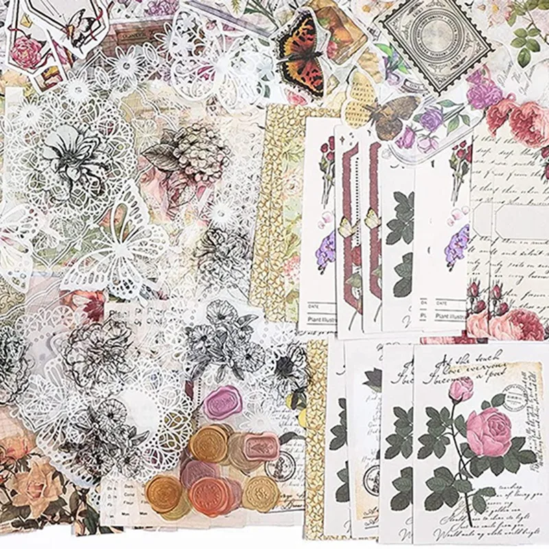 مجموعة Ephemera مكونة من 260 قطعة، حزمة لوازم القصاصات العتيقة، ملصقات الورق والورق العتيق، هدايا حرفية فنية، رسائل